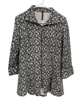 IC By Connie Full Zip Jacket 3/4 Sleeve Gray Size Medium